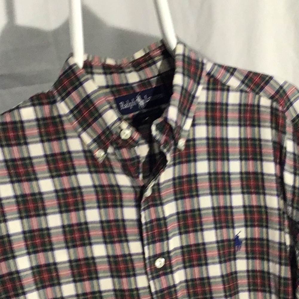 Ralph Lauren purple label men's L tartan plaid button down shirt - Picture 4 of 9